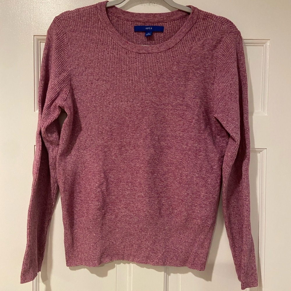 APT.9 Women’s Ribbed Knit Sweater – Size Medium – Pink Heather